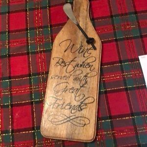 Wood cheese serving board and knife